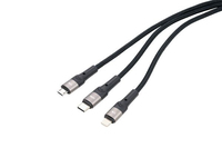 Troika - TROIKA DREIZACK PRO USB cable 1.2 m USB C USB C/Micro USB-A/Lightning Black, Grey 