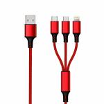 5m 2go 3in1 Usb Ladekabel Rot 1 - 2GO 797150 USB cable 1.5 m USB B USB C/Micro-USB B/Lightning Red