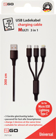 &nbsp;"2go 3 In 1 Usb Ladekabel - Schwarz - 300cm-2GO 797154 USB cable 3 m USB B USB C/Micro-USB B/Lightning Black-2go-Adapter/Cable"